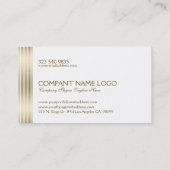 白モダンにストライプ金ゴールドアクセント 名刺 (裏面)