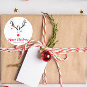 白モダンのおもしろいクリスマスのトナカイ ラウンドシール