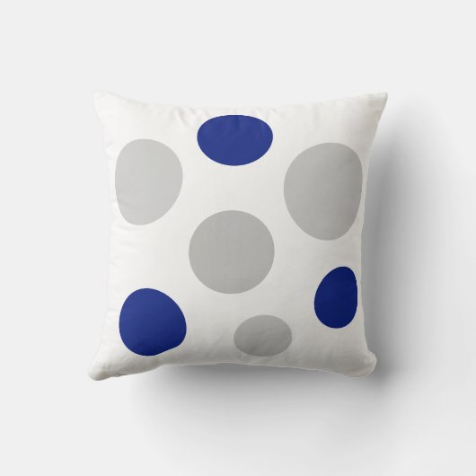 白モダンのグレーと青の円 クッション (裏面)