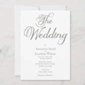 白モダンのセージ緑の書結婚 招待状 (正面)