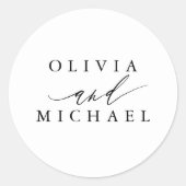白モダンの新郎新婦の名結婚前 ラウンドシール (正面)