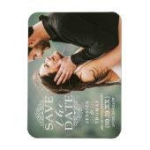 白モダンの渦 |カスタム写真保存日 マグネット (縦)