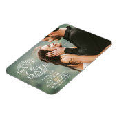 白モダンの渦 |カスタム写真保存日 マグネット (左側)