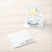 白モダンの黒名 スクエアペーパーコースター (インサイチュ)