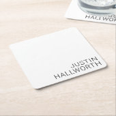 白モダンの黒名 スクエアペーパーコースター (アングル)