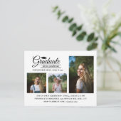 白モダンの3写真卒業パーティー ポストカード (スタンド正面)