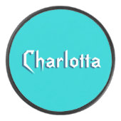 白モダンの3Dカスタマイズ名 |ターコイズ青 アイスホッケーパック (正面)