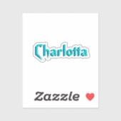 白モダンの3Dカスタマイズ名 |ターコイズ青 シール (シート)