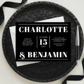 白モダンはっきりしたと黒の水平結婚値 招待状