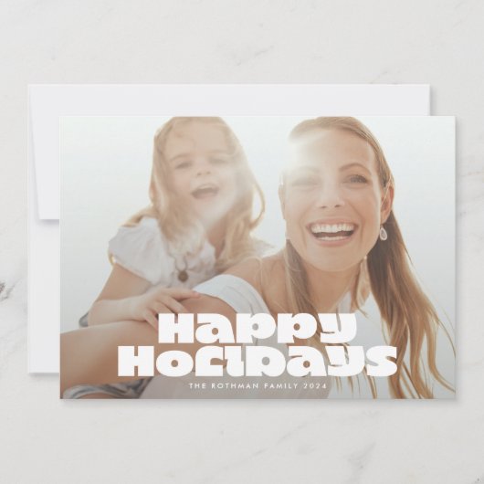 白モダンはっきりしたタイポグラフィ写真HAPPY Christmas シーズンカード (正面)