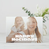 白モダンはっきりしたタイポグラフィ写真HAPPY Christmas シーズンカード (スタンド正面)