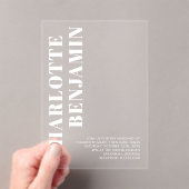 白モダンはっきりしたミニマル結婚リスト アクリル招待状 (インサイチュ (ポータブル))