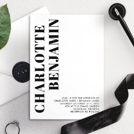 白モダンはっきりしたミニマル結婚リスト 招待状