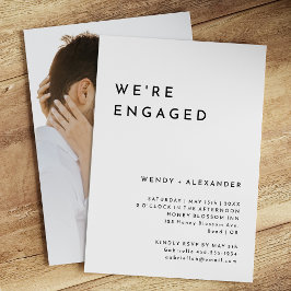 白モダンはっきりした写真婚約した 招待状