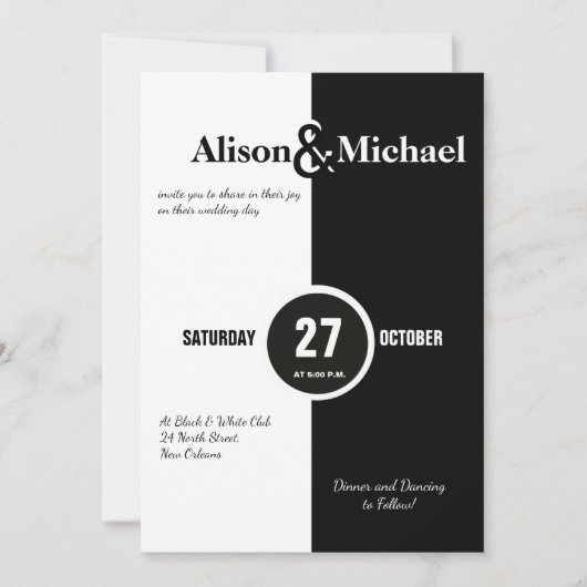 白モダンはっきりした白の結婚式の招待 招待状 (正面)