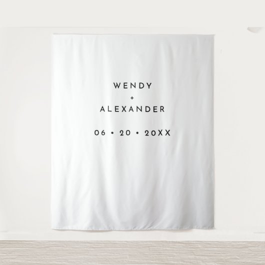 白モダンはっきりした結婚の背景 タペストリー (正面)