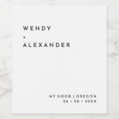 白モダンはっきりした結婚の ワインラベル (シングルラベル)