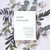 白モダンはっきりした結婚の 招待状