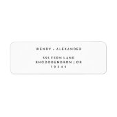 白モダンはっきりした結婚差出人住所ラベル ラベル (正面)
