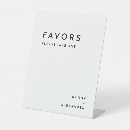 白モダンはっきりした結婚式の引き出物 台座サイン (正面)