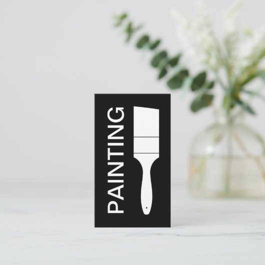 白モダンはっきりした黒の画家 名刺 (スタンド正面)