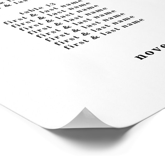 白モダンはっきりした黒の結婚座席表の記号 ポスター (角)