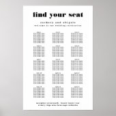 白モダンはっきりした黒の結婚座席表の記号 ポスター (正面)