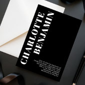 白モダンはっきりした・黒ミニマル結婚リスト 招待状