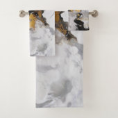 白モダンアート、黒、金ゴールド バスタオルセット (インサイチュ)
