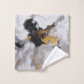 白モダンアート、黒、金ゴールド バスタオルセット (ウォッシュタオル)