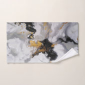 白モダンアート、黒、金ゴールド バスタオルセット (ハンドタオル)