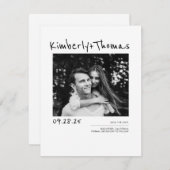 白モダンエレガントい写真の日付を保存 セーブザデート (正面/裏面)