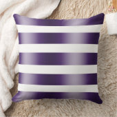 白モダンエレガントと深い紫のストライプ クッション (ブランケット)