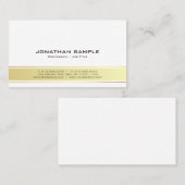 白モダンエレガントと金ゴールドのプロフェッショナルマット 名刺 (正面/裏面)