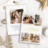 白モダンエレガントと金ゴールドメリーのクリスマス写真 箔シーズンカード