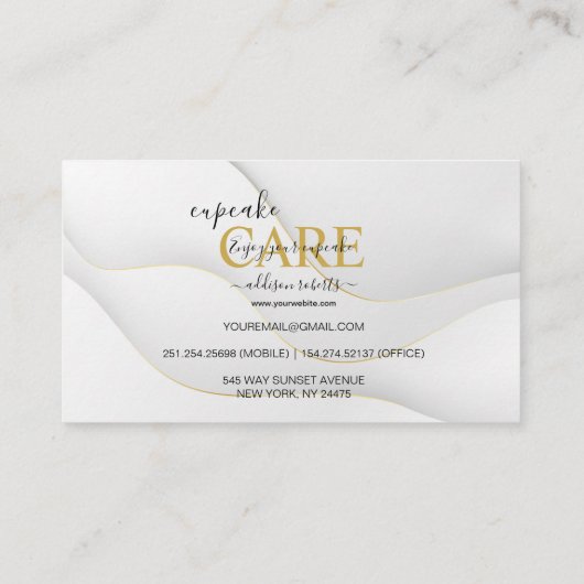 白モダンエレガントと金ゴールド 名刺 (裏面)