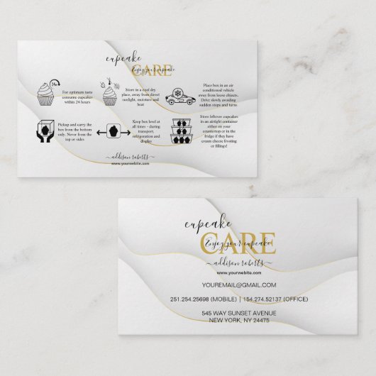 白モダンエレガントと金ゴールド 名刺 (正面/裏面)