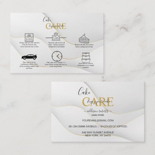 白モダンエレガントと金ゴールド 名刺 (正面/裏面)