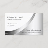 白モダンエレガントと銀の色目のキャッチ 名刺 (正面)