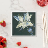 白モダンエレガントと青のユリの水色 スタンダードカクテルナプキン (インサイチュ)