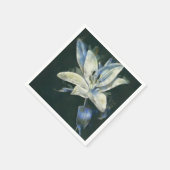 白モダンエレガントと青のユリの水色 スタンダードカクテルナプキン (角)