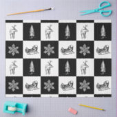 白モダンエレガントと黒のフェスティバル 薄葉紙 (クラフト)