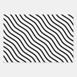 白モダンエレガントの贈り物ストライプの ラッピングペーパーシート