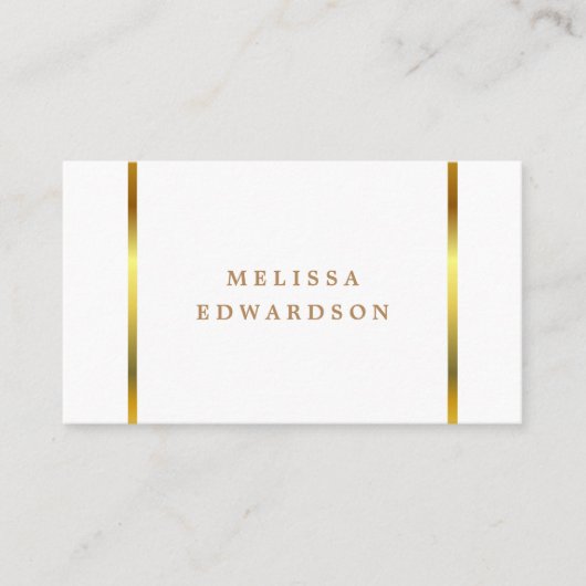 白モダンエレガントスタイリッシュ金ゴールドプロフェッショナル 名刺 (正面)