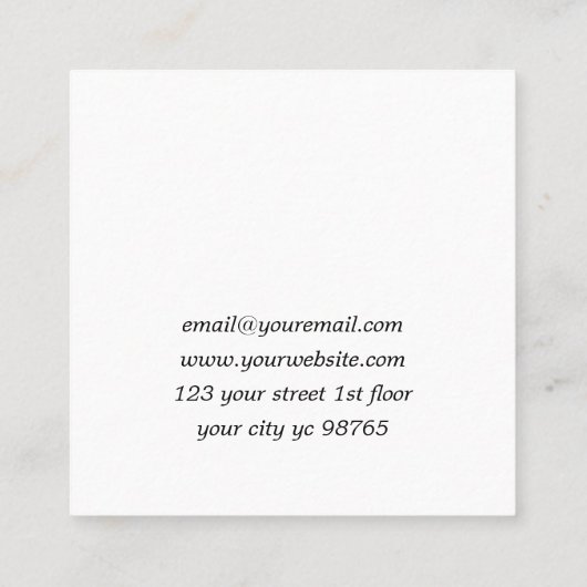 白モダンエレガントターコイズはさみ髪 スクエア名刺 (裏面)