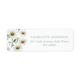 白モダンエレガントデイジーフローラトレンディー事業 ラベル