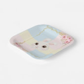 白モダンエレガントバニー赤ちゃんシャワー ペーパープレート (傾斜あり)