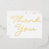 白モダンエレガントフェイク金ゴールドスクリプト 箔招待状ポストカード (正面/裏面)