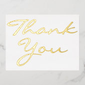 白モダンエレガントフェイク金ゴールドスクリプト 箔招待状ポストカード (正面)