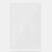 白モダンエレガントフォント結婚の座席表 アクリルサイン (正面)